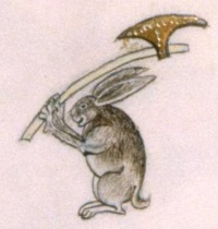 Medieval image of Rabbit with Axe